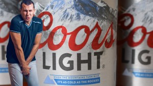 Hoppy Floppy Koozie Keeps Coors Light Mountains, Balls Blue
